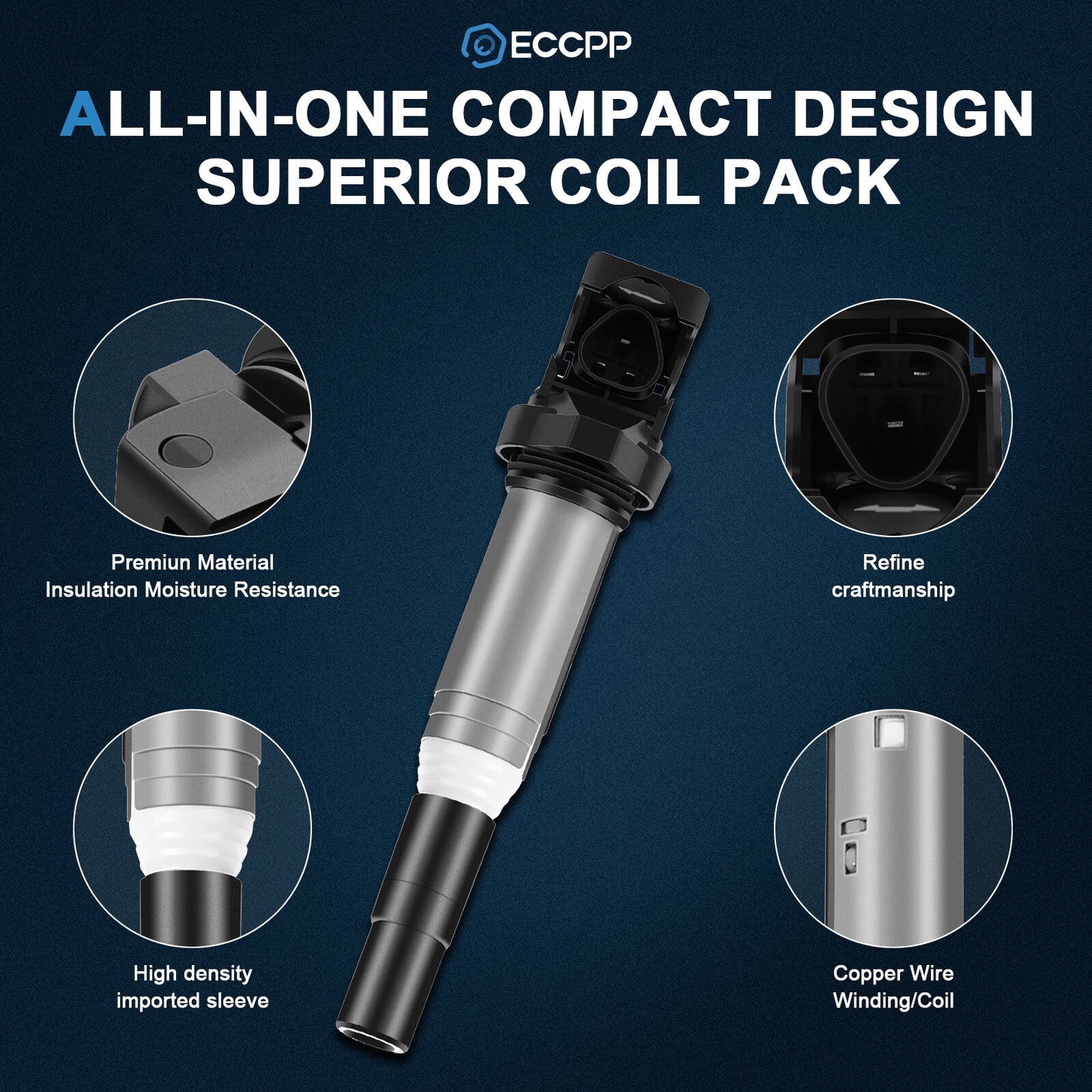 ECCPP 6 Ignition Coils For 11-13 BMW 135i 11-15 BMW 335i 12-18 BMW 640i 3.0L L6