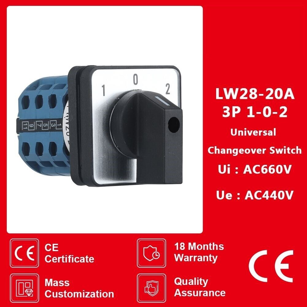 Selector Rotary Switch Changeover Electric Motor Reversing Buttons LW28-20 220V