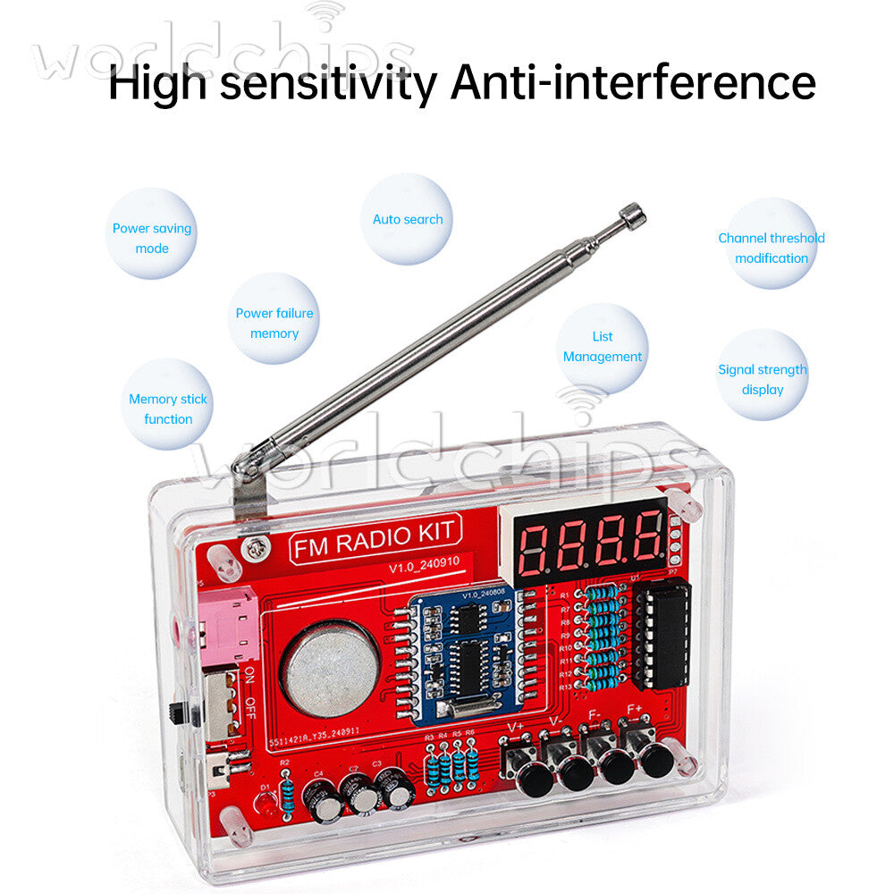 1-10PCS Digital RDA5807 FM Radio Electronic Kit 87-108MHZ Soldering Practice Kit