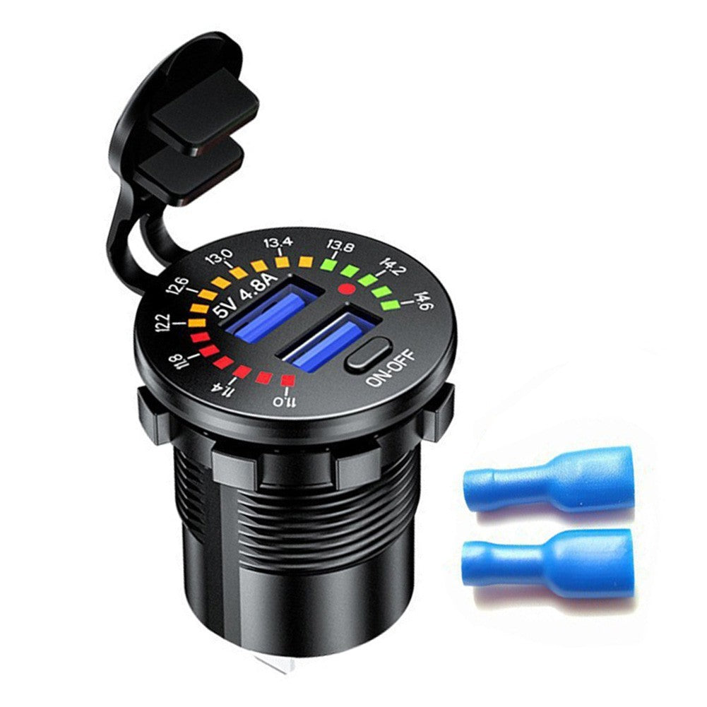 Dual USB Charger Socket with LED Indicator for Fast Charging in Vehicles