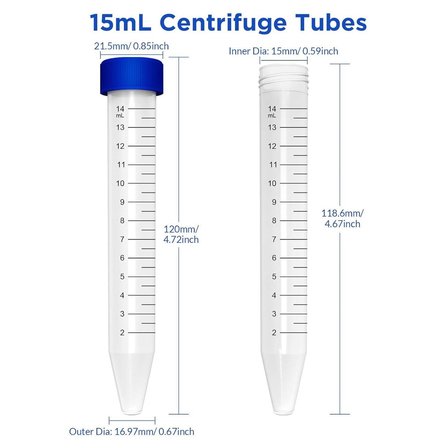 Centrifuge Tubes 15Ml, Conical Tubes Sterile 50 PCS, Polypropylene, Leak-Proof S