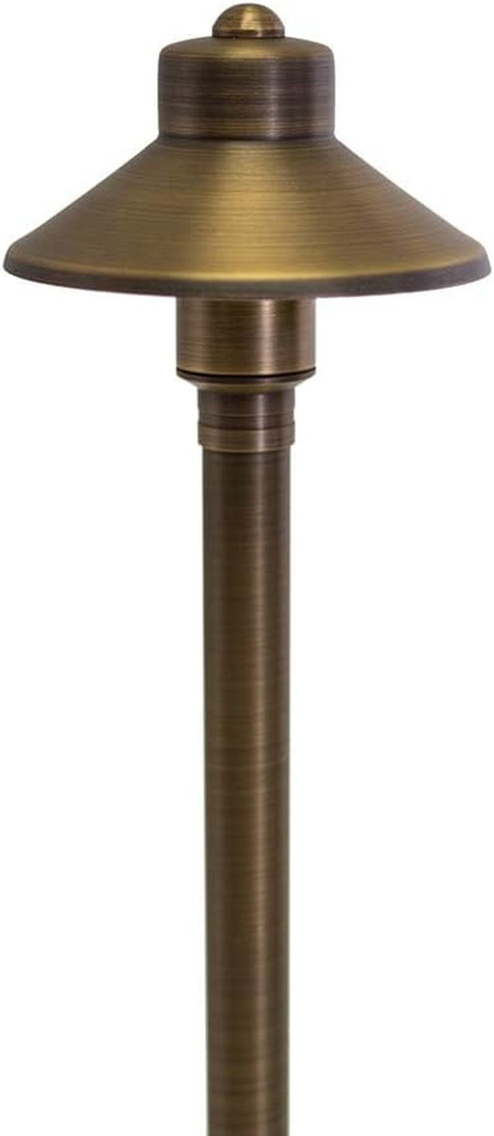 12V Flat Hat Brass Path Light, 25" Tall - 5" Shade, 3W 2700K LED