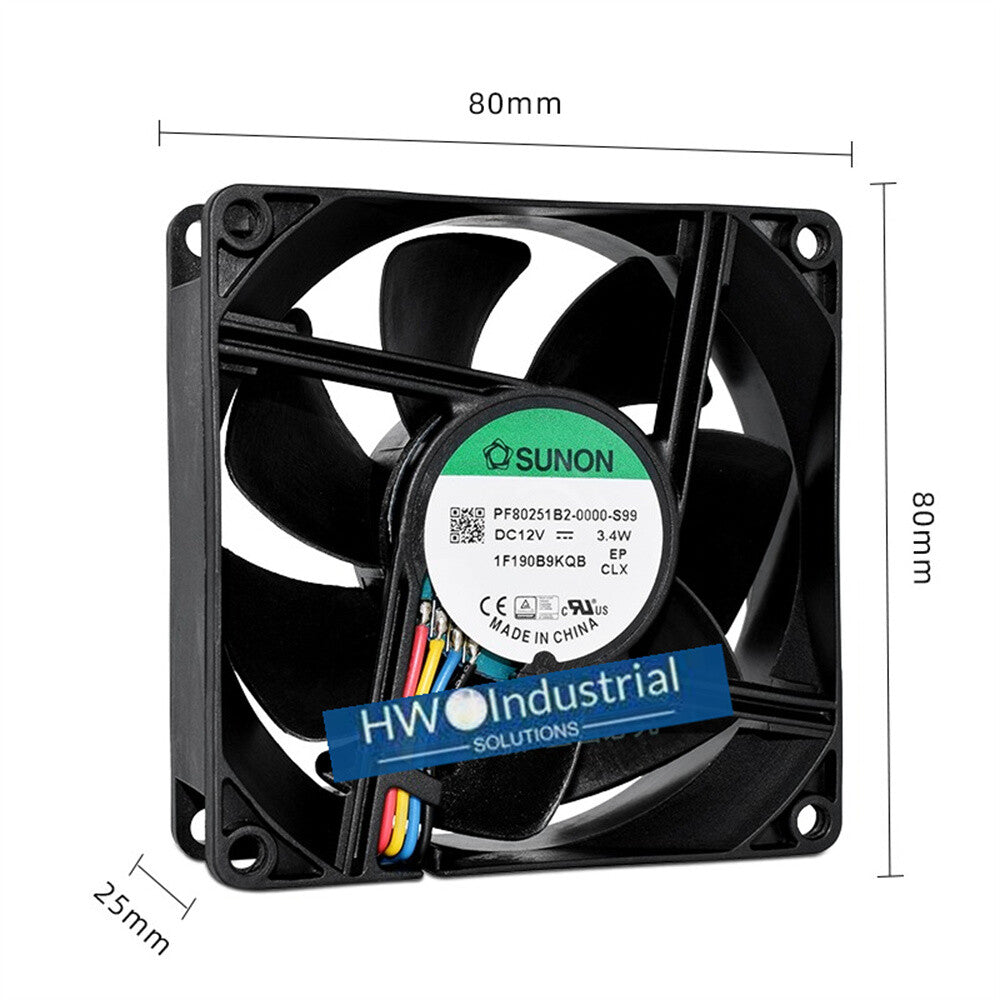 1/piece PF80251B2-0000-S99 4-wire SUNON 8025 8CM 12V 3.4W Cooling Fan 8CM