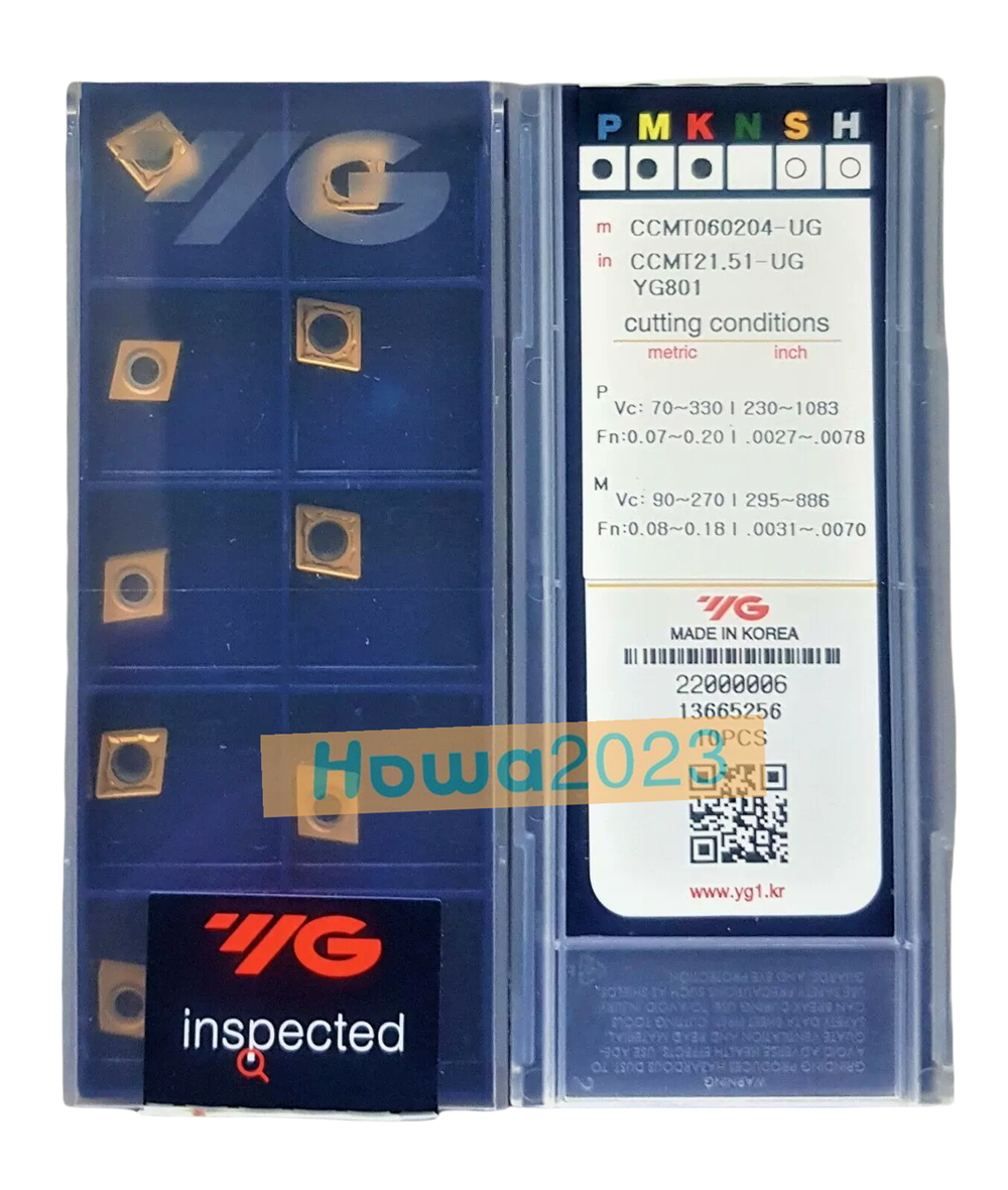 10Pcs/BOX YG CCMT060204-UG YG801 CCMT21.51-UG Carbide Inserts CNC Turning Blade