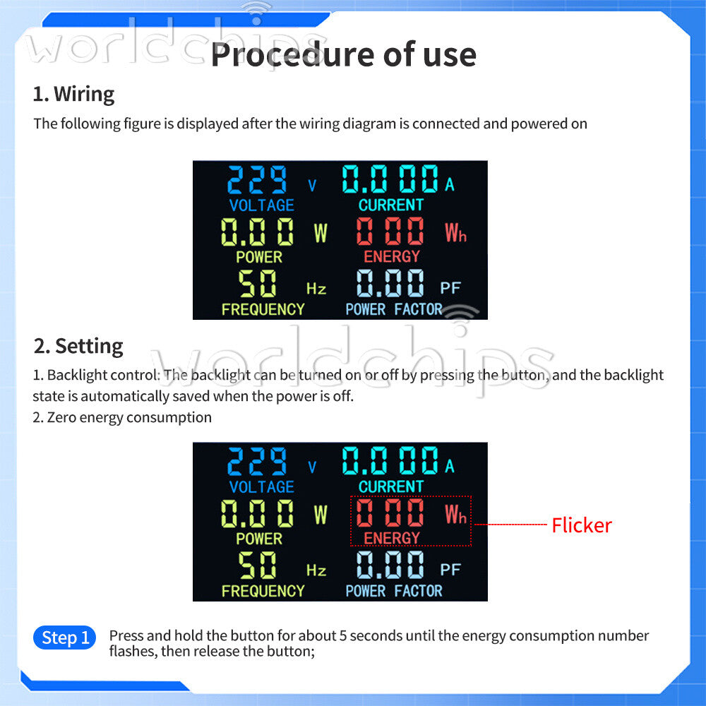 PZEM-022VH AC Digital Power Tester Voltage Ammeter Power Capacity Meter 22000W