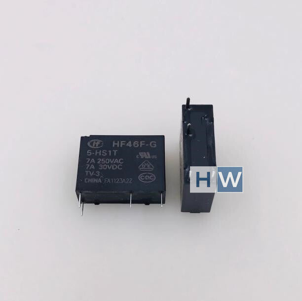 10Pcs  HF46F-G-5-HS1T 5VDC normally open 4-pin 7A250VAC Hongfa power relay