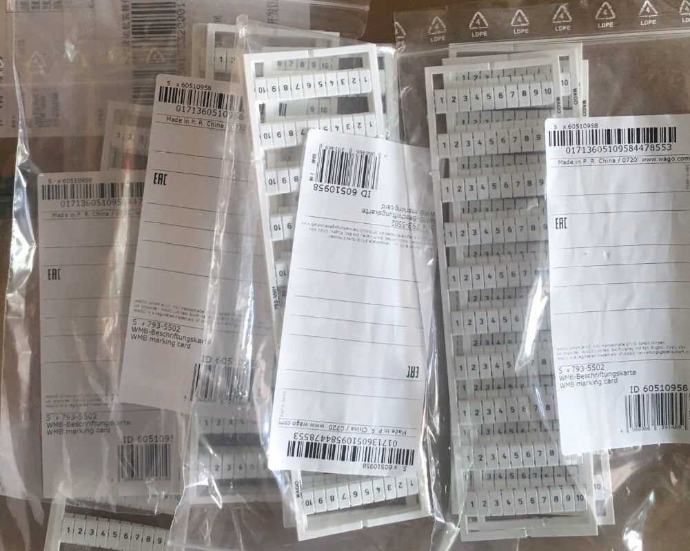 5pcs WAGO Wiring Terminal Accessories WMB Marking Card  793-5502