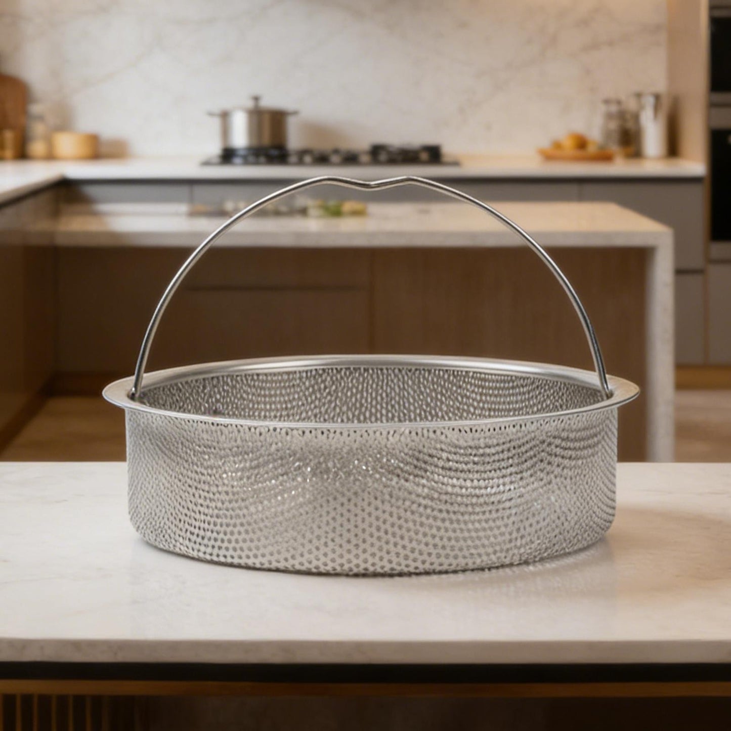Stainless Steel Food Steamer Basket with Handle Designed for Even Cooking