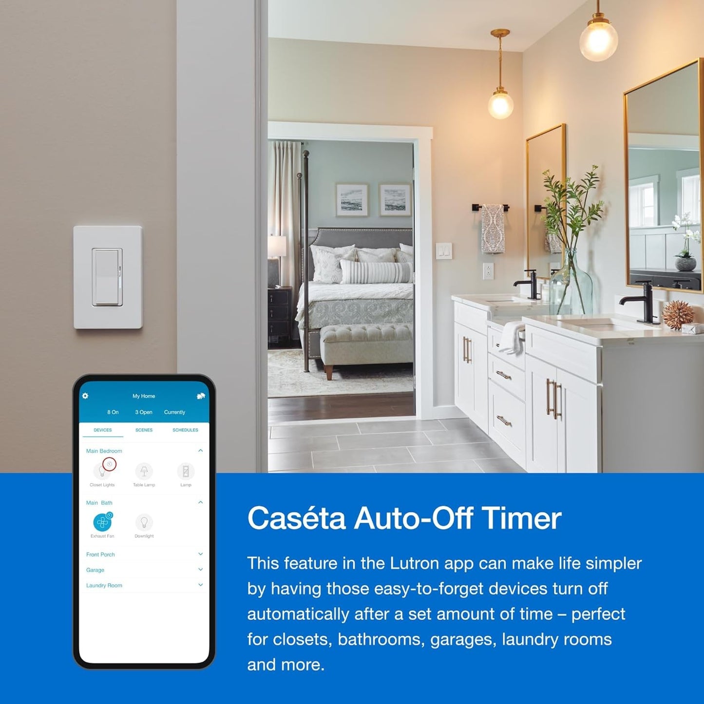 Smart Light Switch, Single-Pole/3-Way, Neutral Required, for LED & Fans