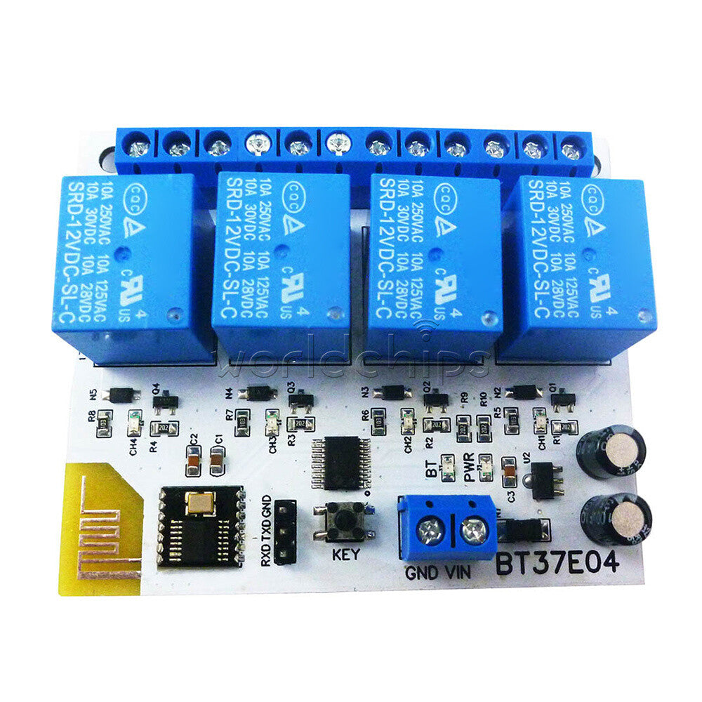 4 Channels BT37E04 Bluetooth BLE Relay Switch Module DC 5V 12V For IOS Android