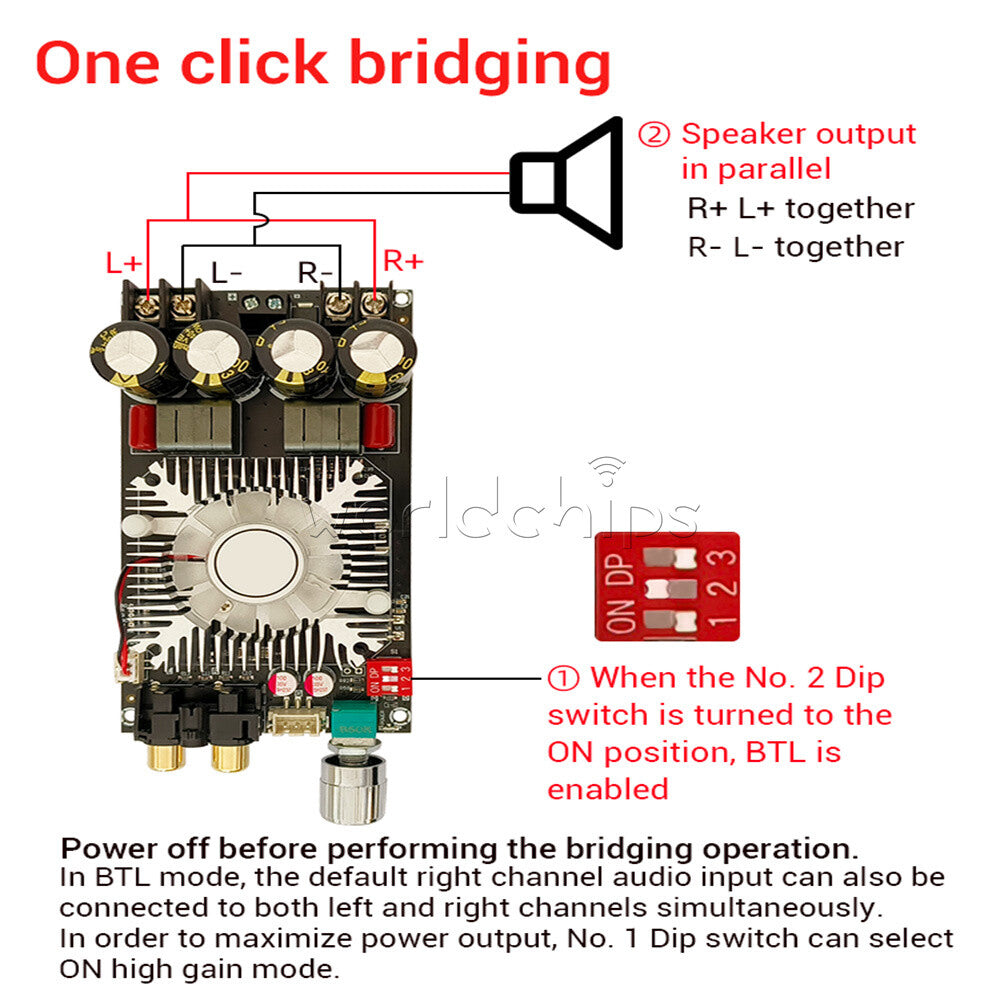 ZK-1602 TDA7498E Digital Amplifier Board 160W*2 Dual channel 220W Mono DC15V-35V