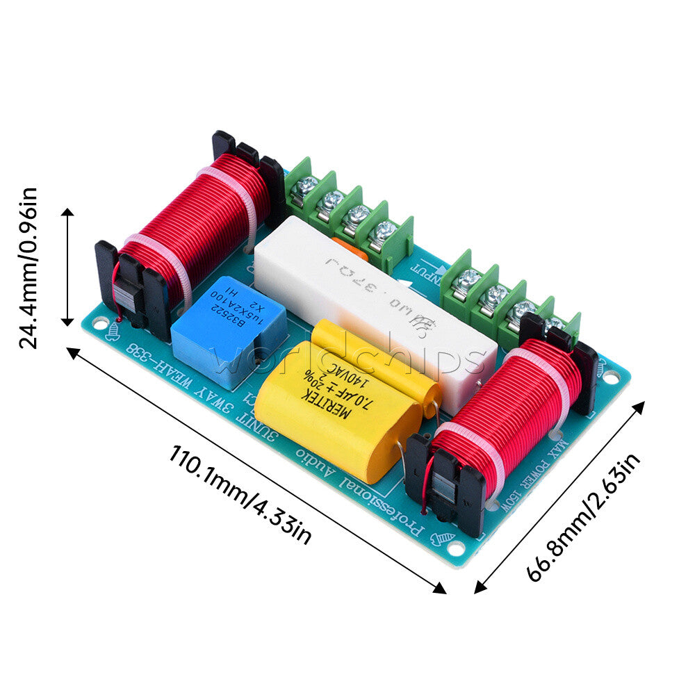 120W 3-Way Treble + Midrange + Bass Speaker HiFi Crossover Divider Home Theater