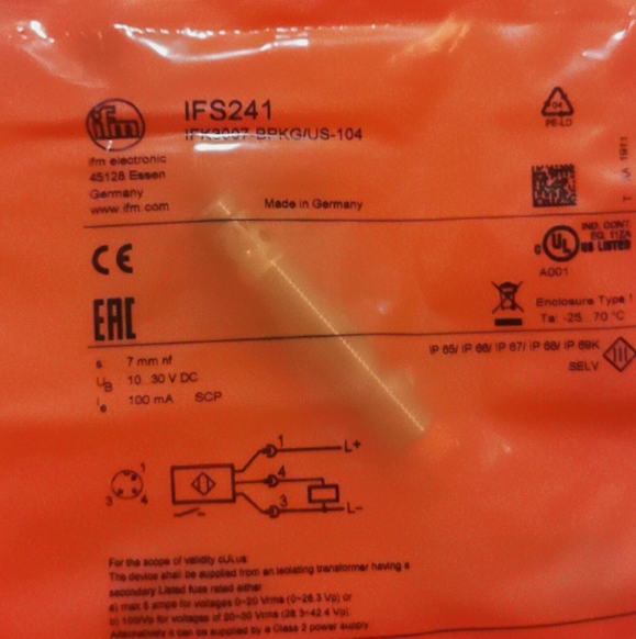 IFM IFS241 IFK3007-BPKG/US-104 Proximity Switch Sensor