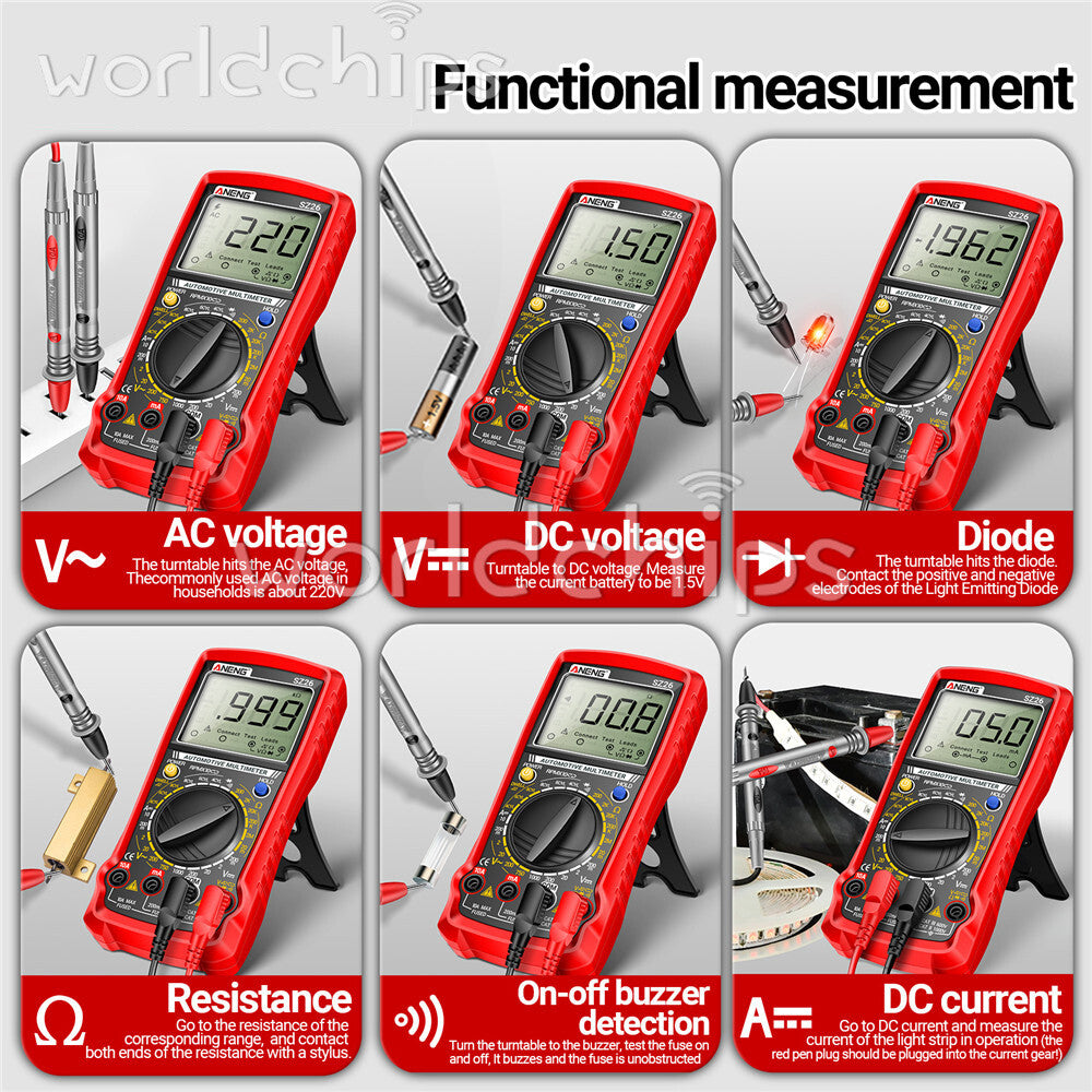 SZ26 Digital Multimeter 0-1000V 1999 Count AC/DC Car Overhaul Diode Resistance