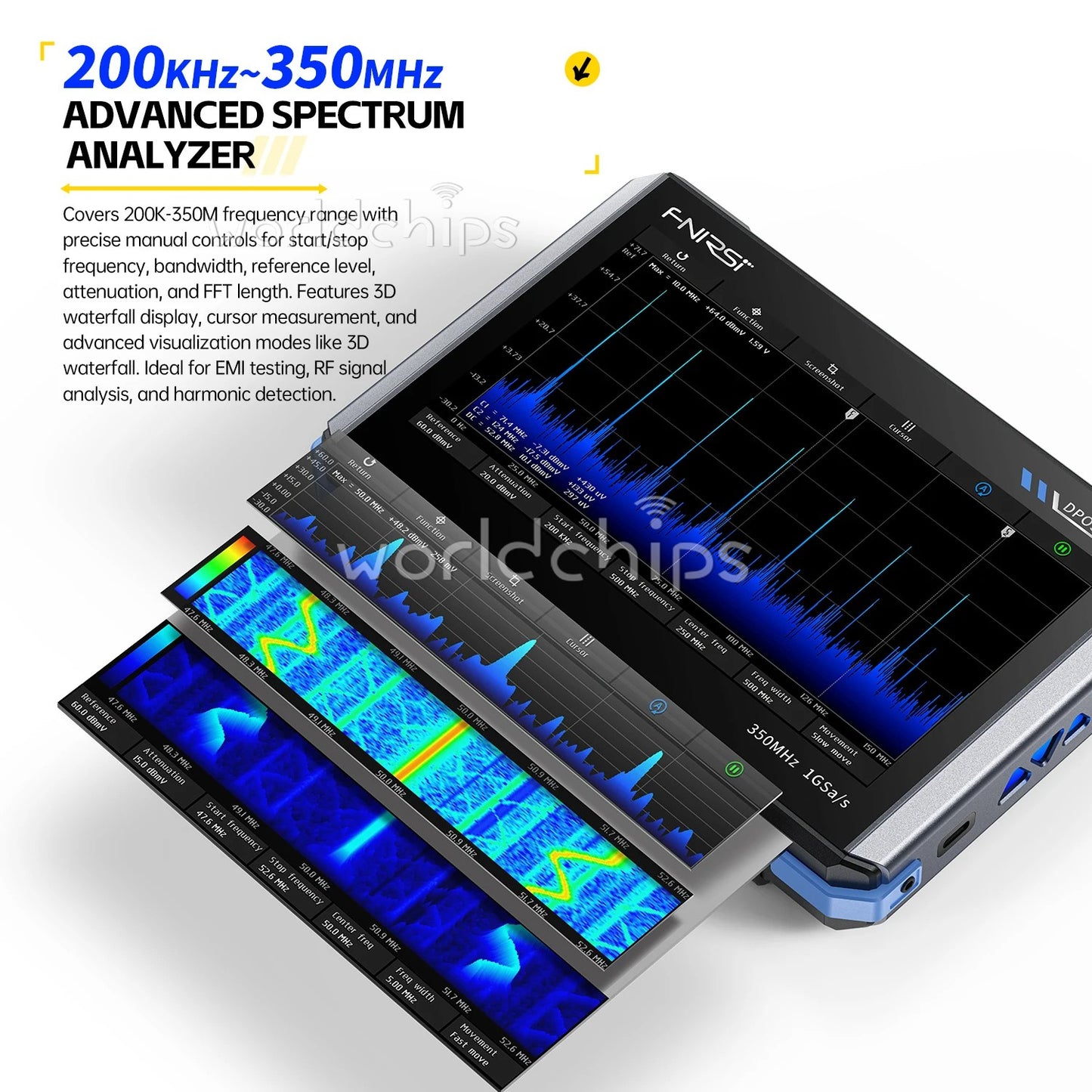 FNIRSI 4-in-1 350MHz Digital Oscilloscope Signal Generator Spectrum DPOS350P