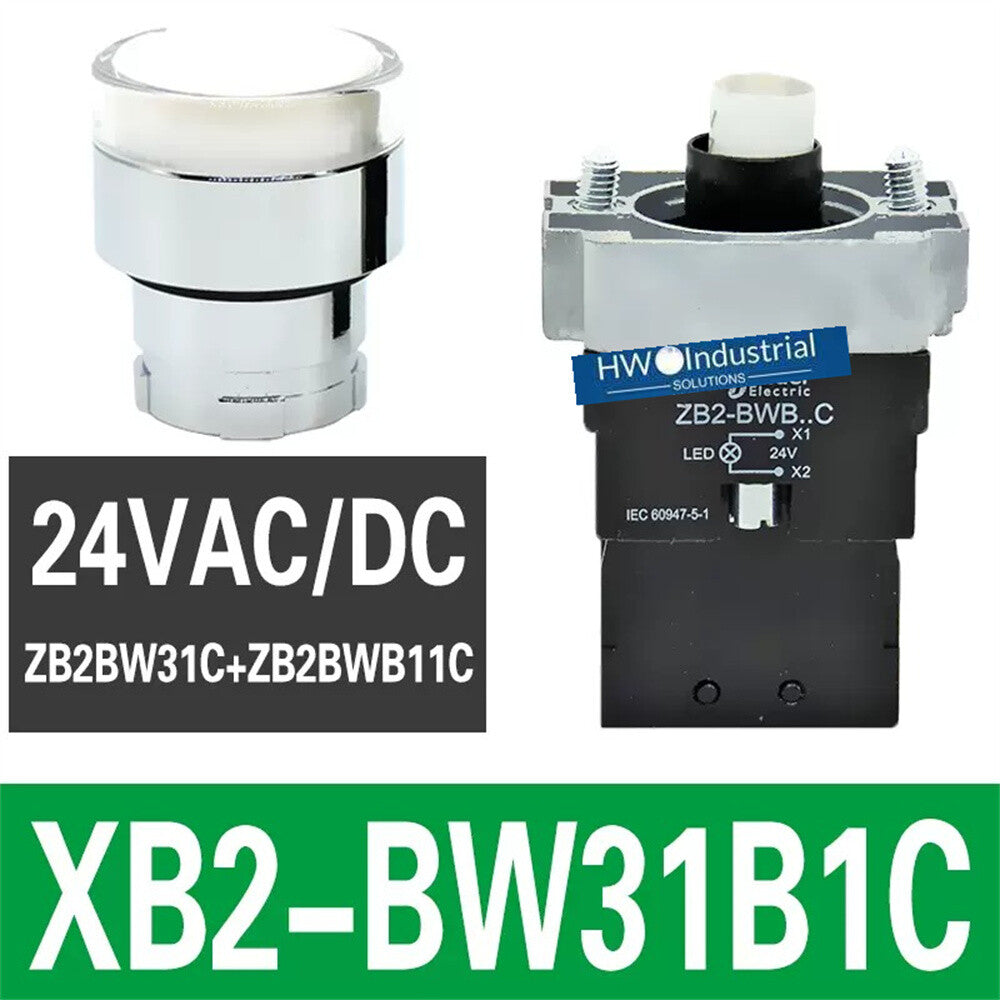 2/Piece  XB2BW31B1C XB2-BW31B1C 24V White with Light Self Reset Button Switch