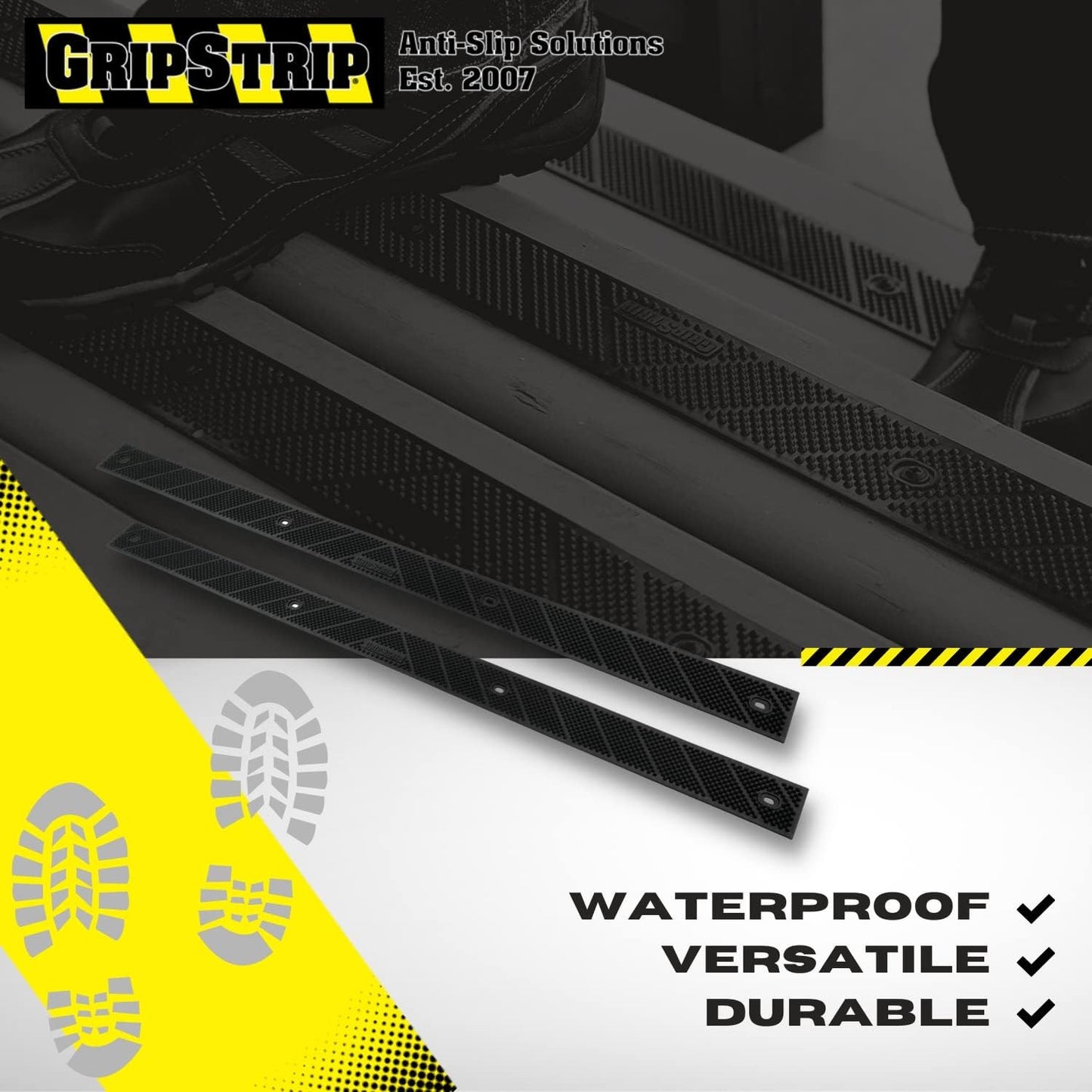 Anti-Slip Treads, 8-Pack, 32"x2", Black, Outdoor Safety Strips