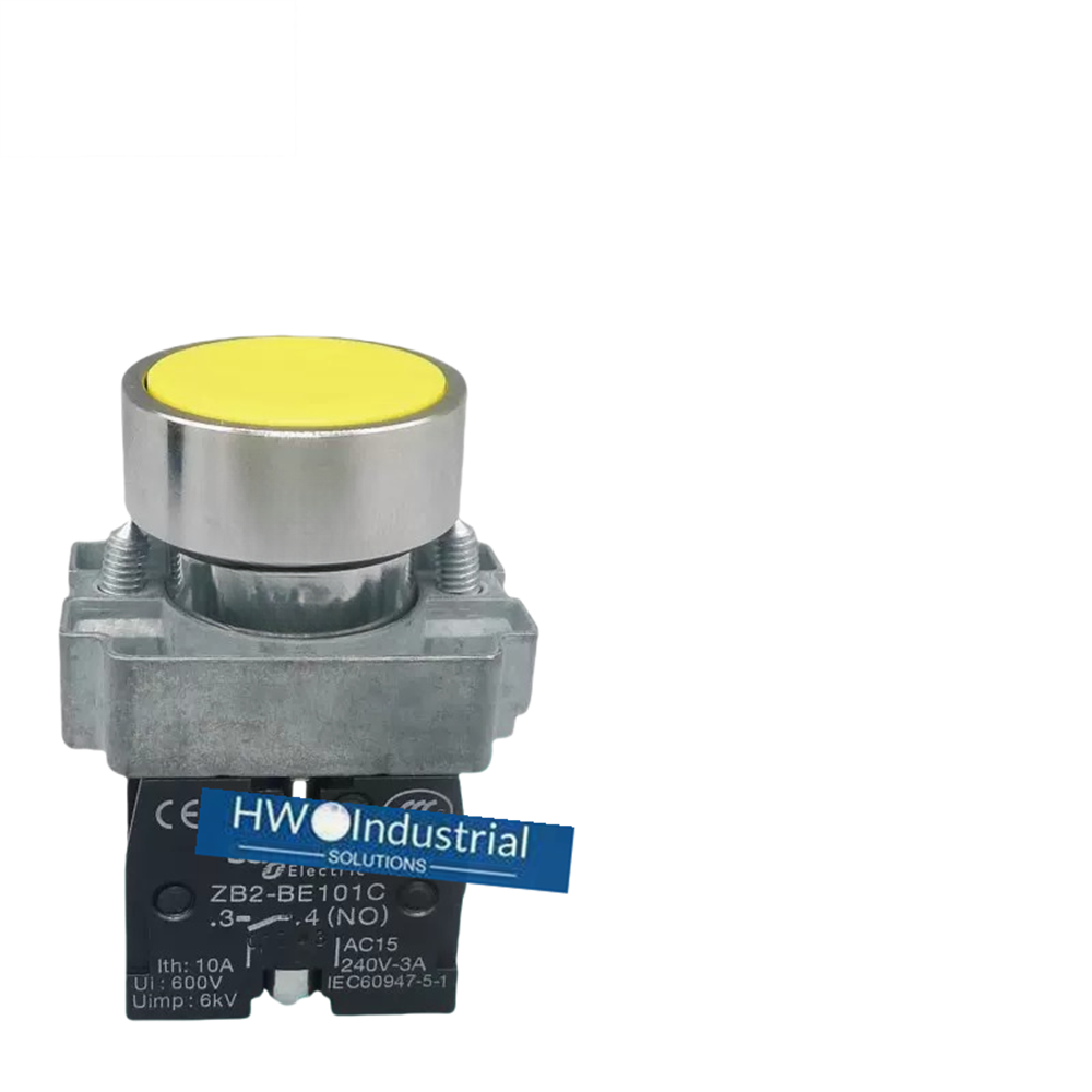 2/Piece  Flat Head Button Self Reset Switch XB2BA51C XB2-BA51C 1NO yellow