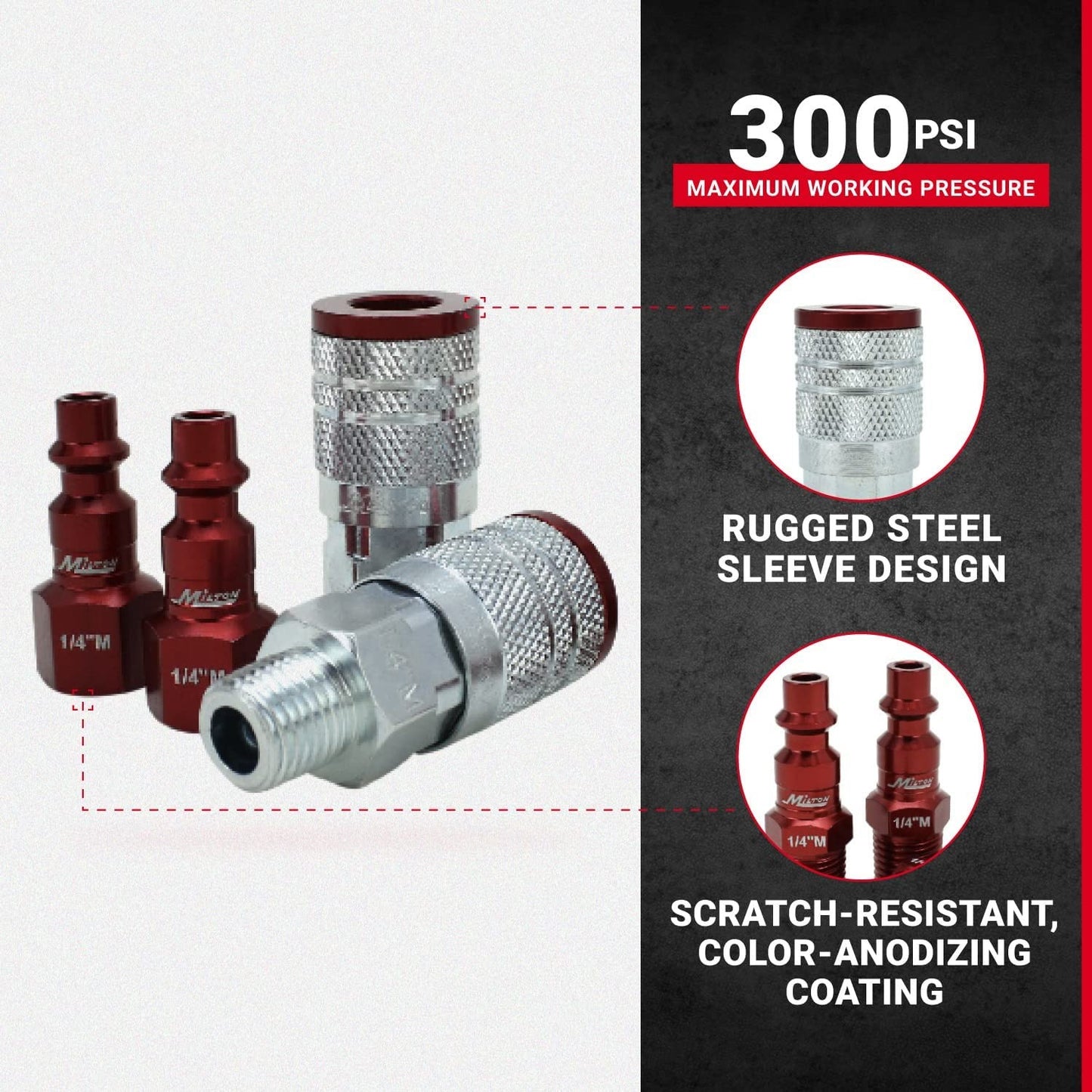 S-314MKIT Colorfit Coupler & Plug Kit - (M-Style, Red) - 1/4" NPT, (14-Piece)