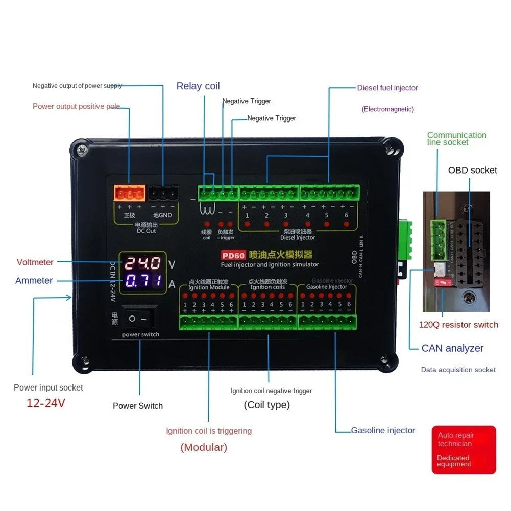 Professional PD60 Simulator for Injector and Ignition Coil Maintenance