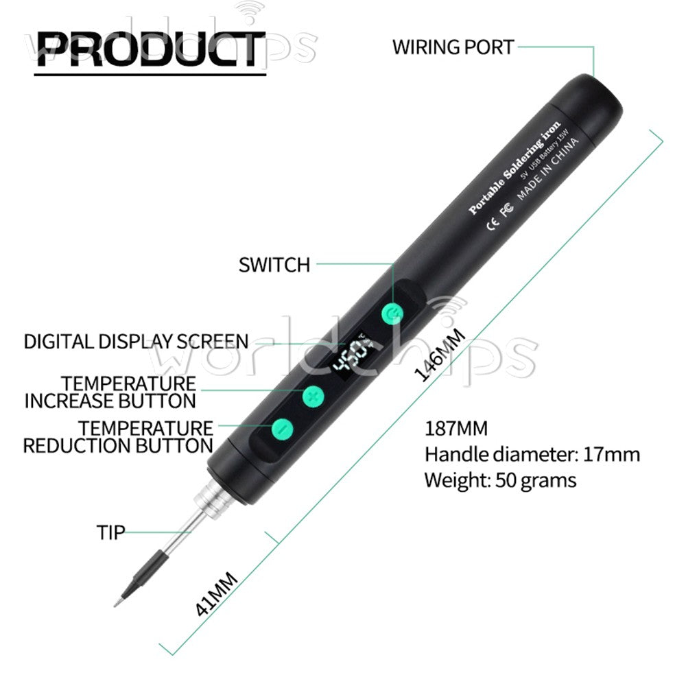 Cordless Soldering Iron Kit 1100mAh USB Rechargeable Portable Soldering Iron Set