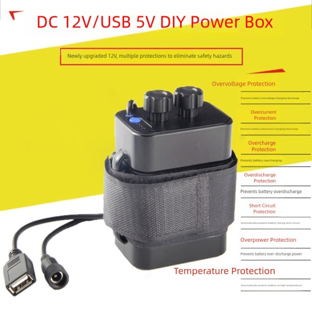 Portable DIY 12V Battery Pack Storage Box with USB Charging for 6x18650 Cells