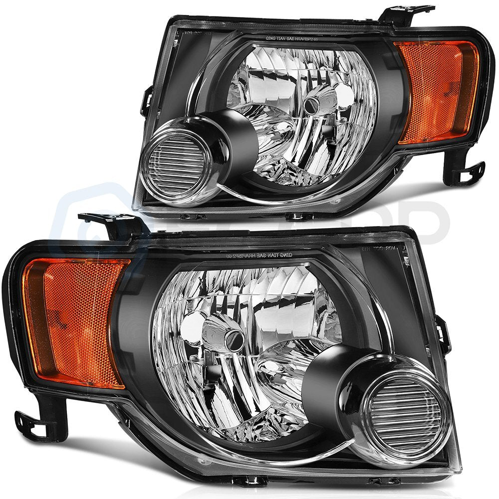Fits 2008-2012 Ford Escape SUV Front Headlights Assembly Left + Right Sides Set