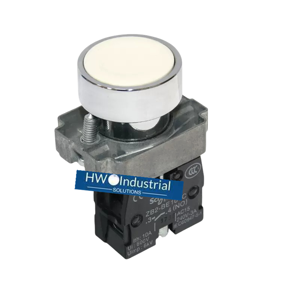 2/Piece  Flat Head Button Self Reset Switch XB2BA11C XB2-BA11C White 1NO