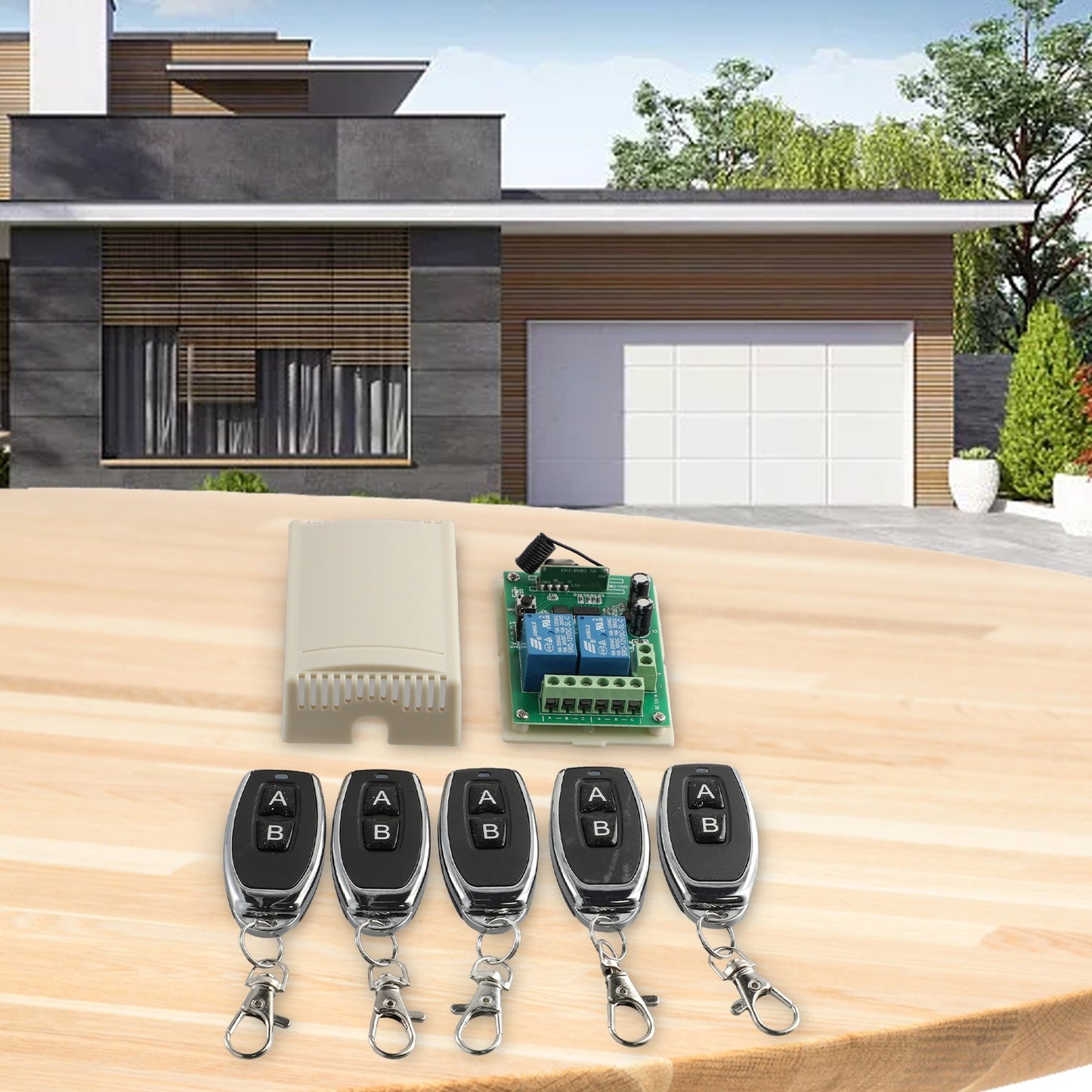 2CH 433MHz Relay 5pcs Wireless Remote Control Switch Transmitter & 1x Receiver
