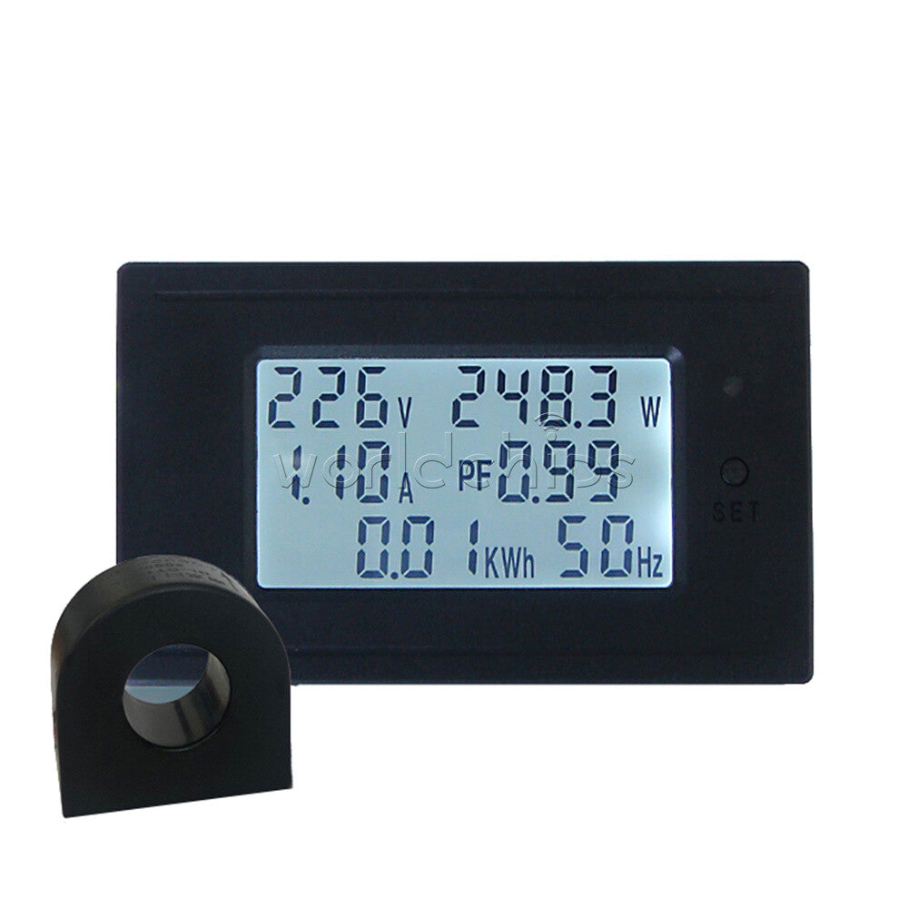 Digital LCD Electrical AC Combo Meter Voltage Current Amp KWh Watt Power Monitor