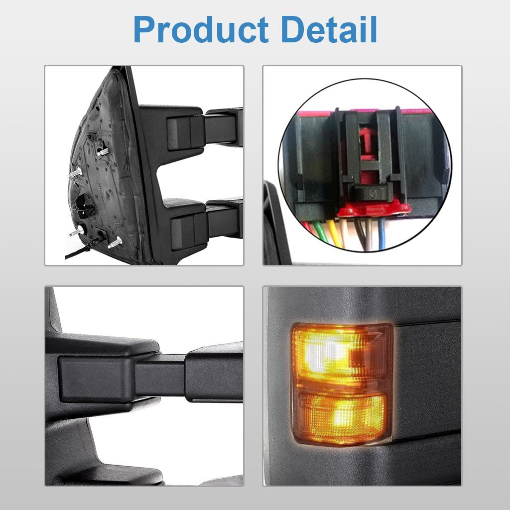 Right Side Power Heated Smoke Signal Tow Mirror For 08-16 Ford F250-F550