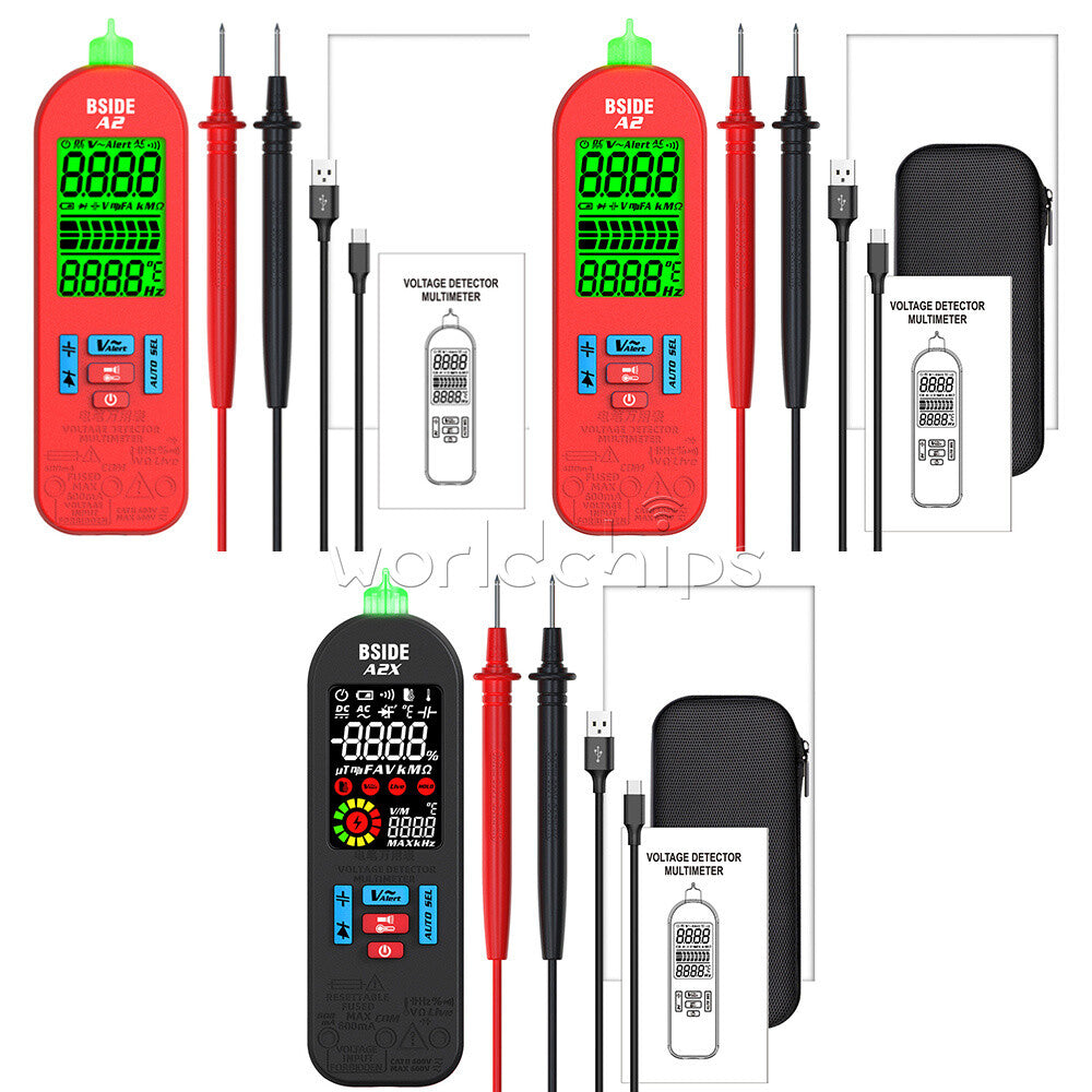 BSIDE A2 Digital Multimeter Voltmeter Auto Range DC/AC Voltage Resistance Tester