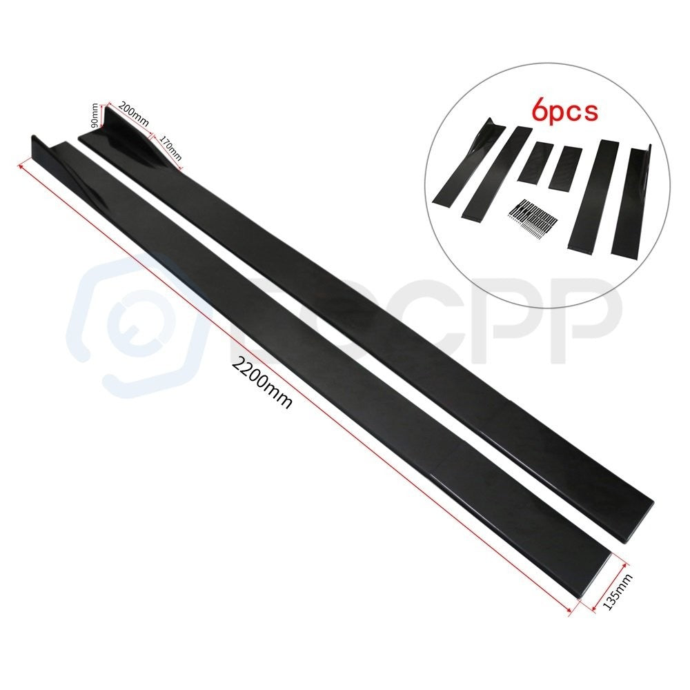 Black Front Bumper Spoiler Body Kit / 86" Side Skirt /Rear Lip Fit For Universal