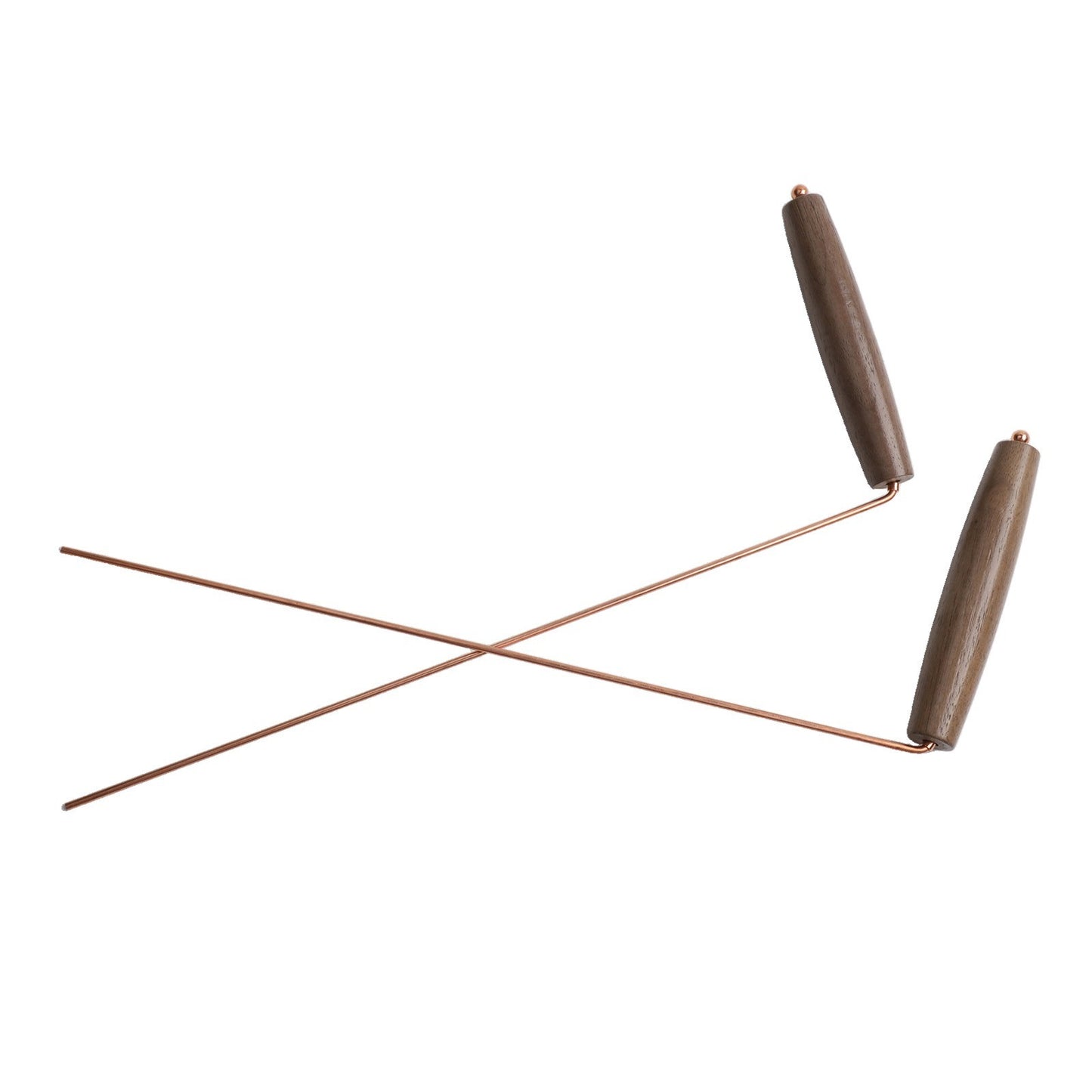 Natural Walnut Handle Dowsing Rod Set with Solid Brass Pendulum for Divination