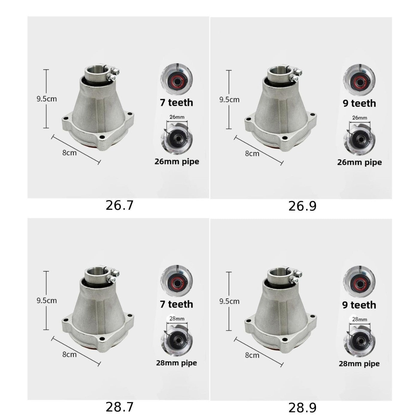 Output Block for Brush Cutters 26mm 28mm Replacement with 7 Teeth or 9 Teeth