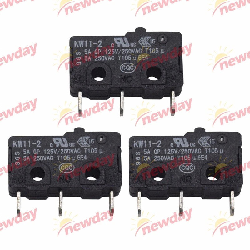 3pcs QIAOH KW11-2 5A GP 125V/250VAC Auto Tailgate Switch Micro Switch 3-pin