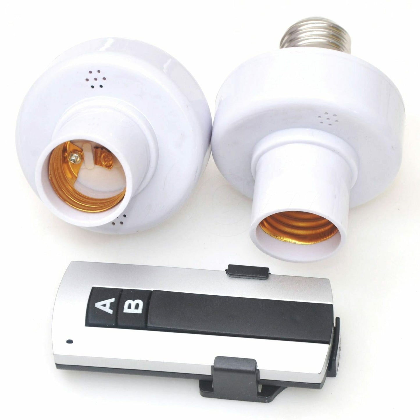 Wireless RF Remote Control E27 Screw Light Lamp Base 1 Controller With 2 Holder