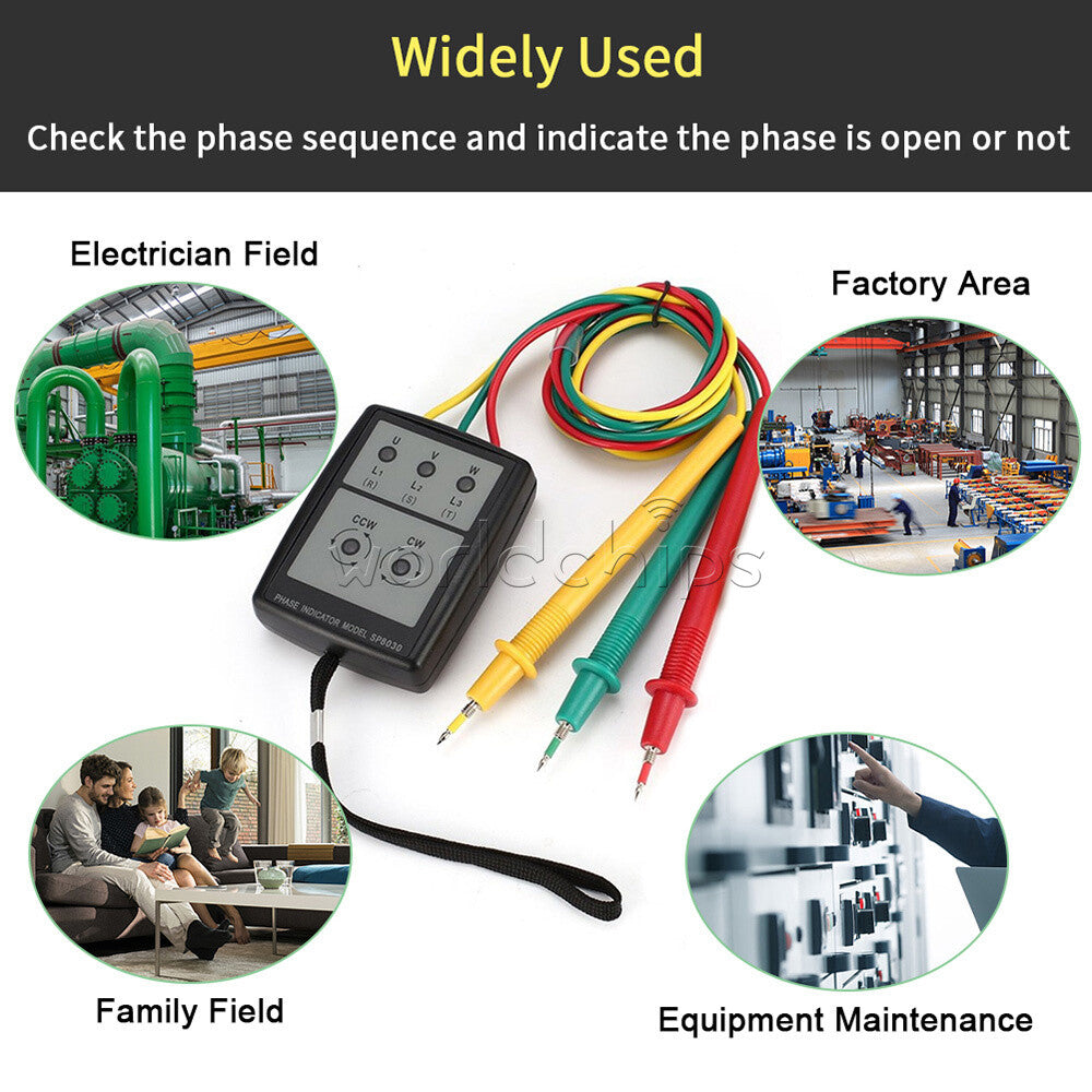 SP8030 Smart LED 3 Phase Indicator Tester Detector Meter AC Phase Sequence Meter