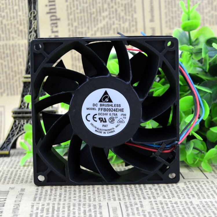 Delta Brushless Fan FFB0924EHE DC 24V 0.75A 92x92x38 mm  2/3 Pin