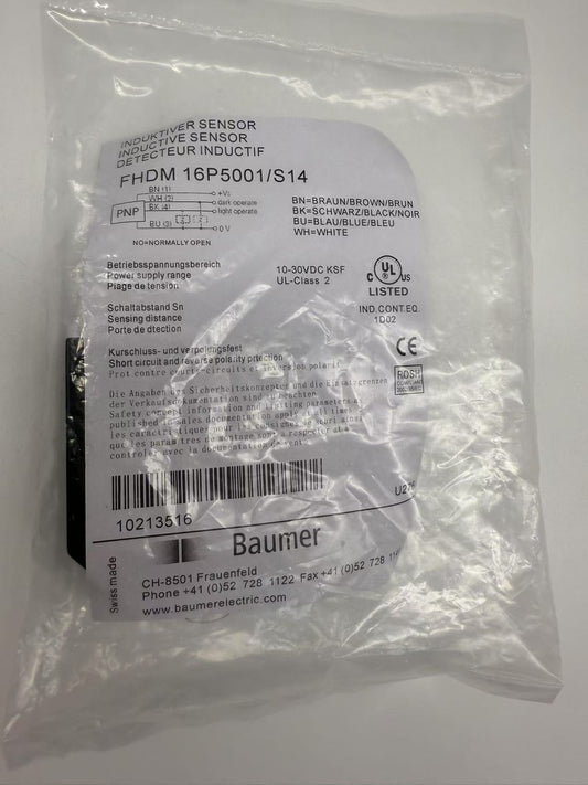 Baumer FHDM 16P5001/S14 Photoelectric Diffuse Sensor 10-30VDC  Fast delivery