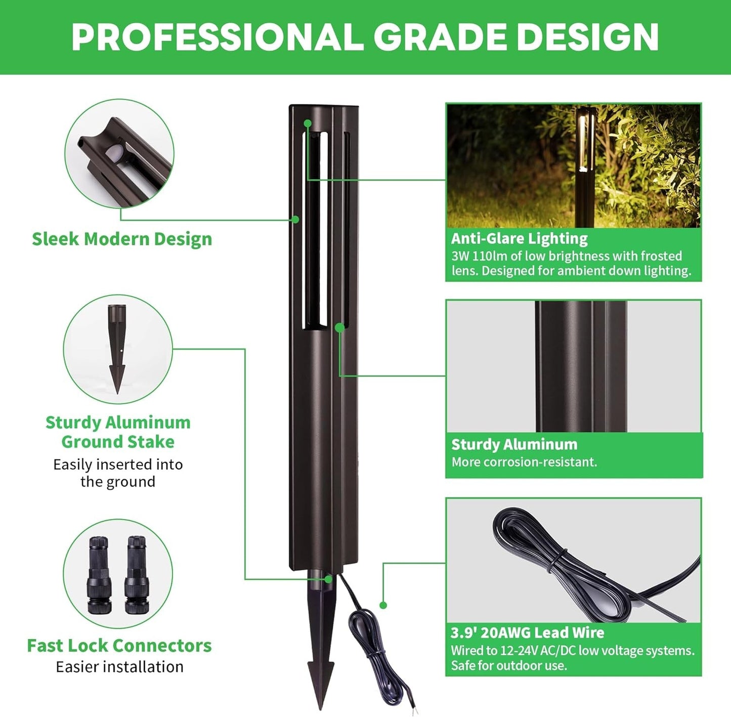 Low Voltage Pathway Lights, LED Landscape Path Lights, Outdoor Waterproof IP65,