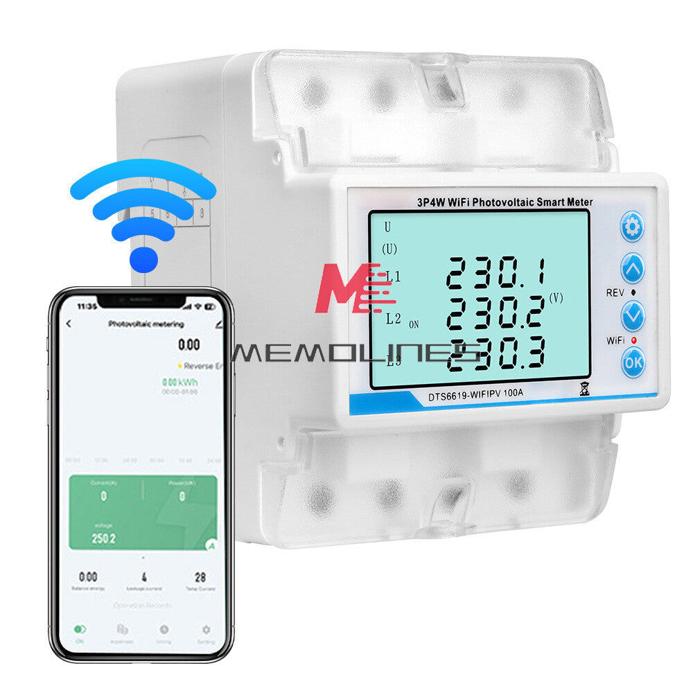 Tuya WiFi 100A 3-phase Smart Reclosing Switch Protector Limiting Circuit Breaker