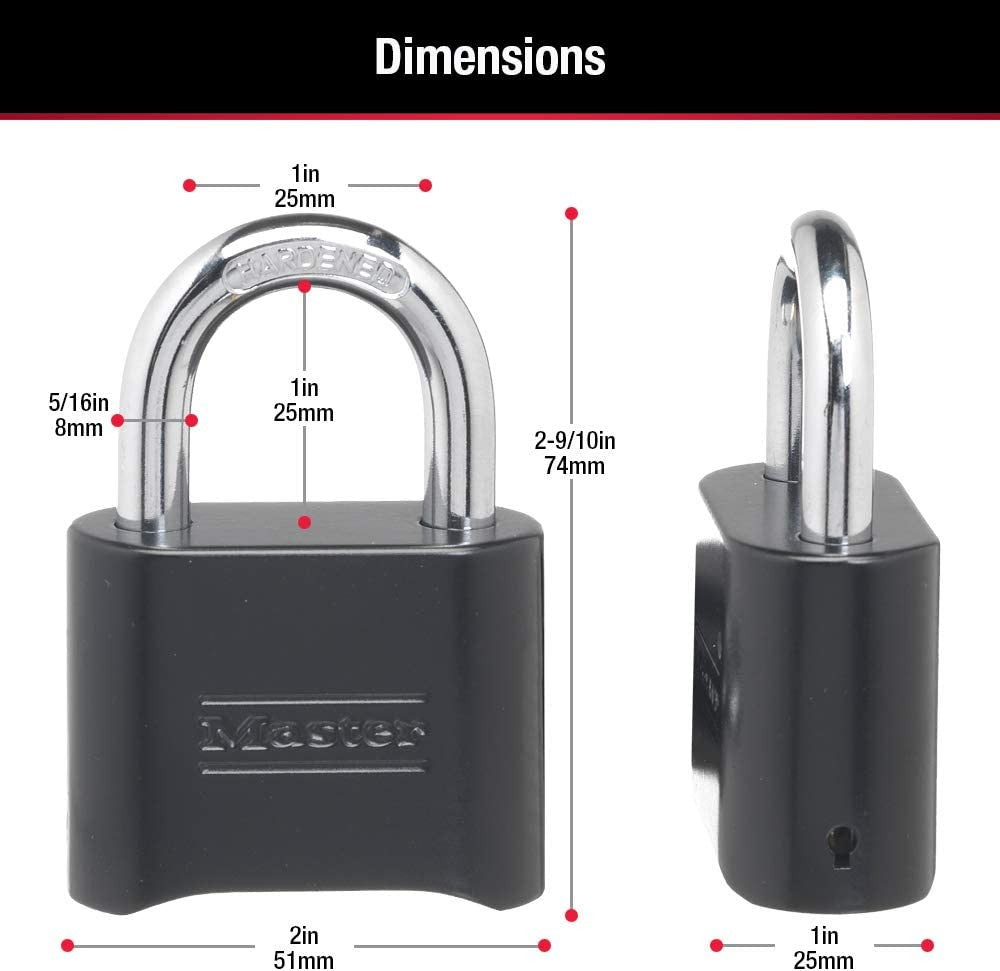 Black Combination Padlock, Set Your Own Combo Lock, Weather Resistant Indoor and
