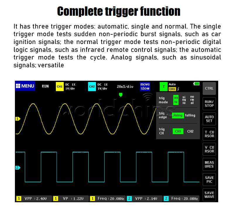 FNIRSI Touch Panel 2CHS Digital Oscilloscope 7" 1013D Mini 100MHz Bandwidth 1GS
