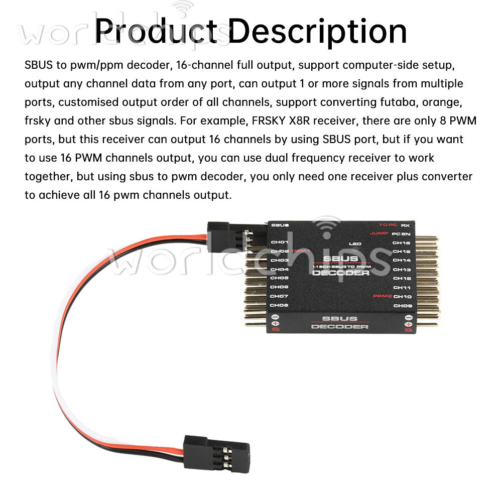 DIY SBUS To PWM/PPM Decoder 16 Channel Converter Receiver Signal Transverter