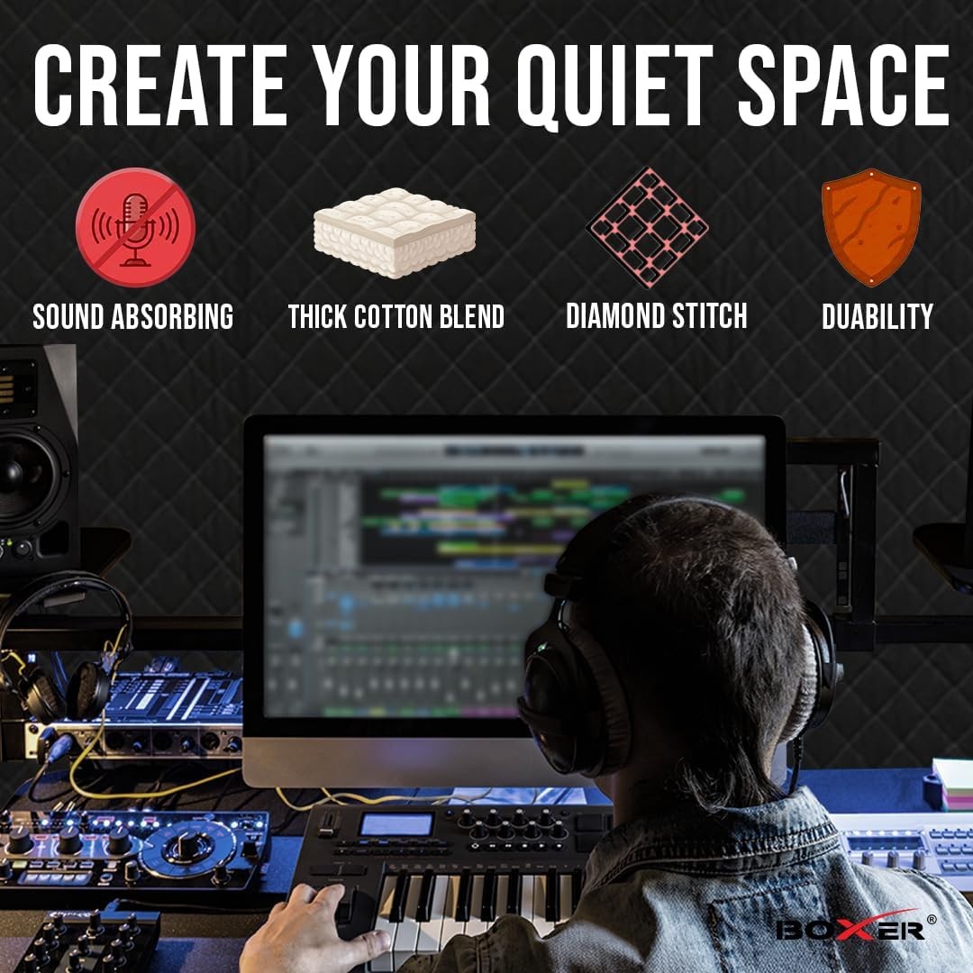 tools XL 96" X 80" Pro Studio Sound Dampening Thicker Blanket - Easy Hanging - M