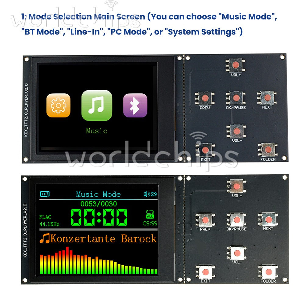 TFT Color Screen 2.8 inch Lossless Audio Decoder Digital Audio Playback Module