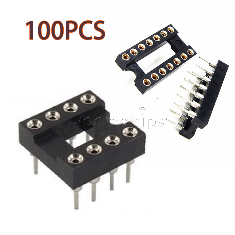100PCS 8/14Pin DIP SIP Round IC Sockets Adaptor Solder Type Gold Plated Machined