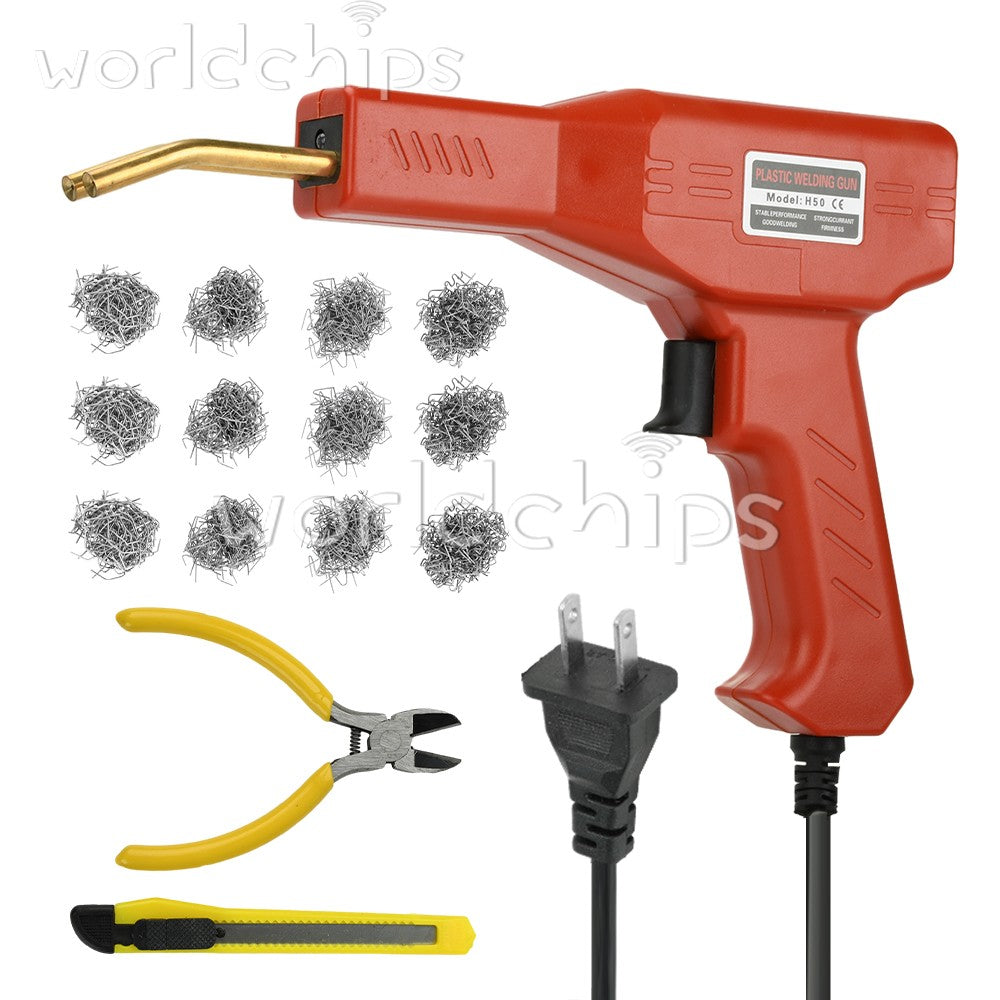 Hot Stapler Car Bumper Fender Fairing Welder Gun Plastic Repair Kit 600 Staples