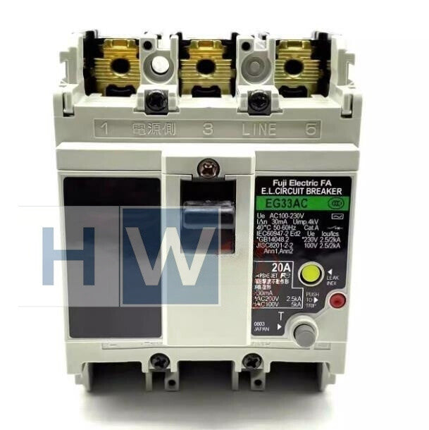 1Pc  Leakage Circuit Breaker 3P Switch EG33AC 20A 30MA 100-230V